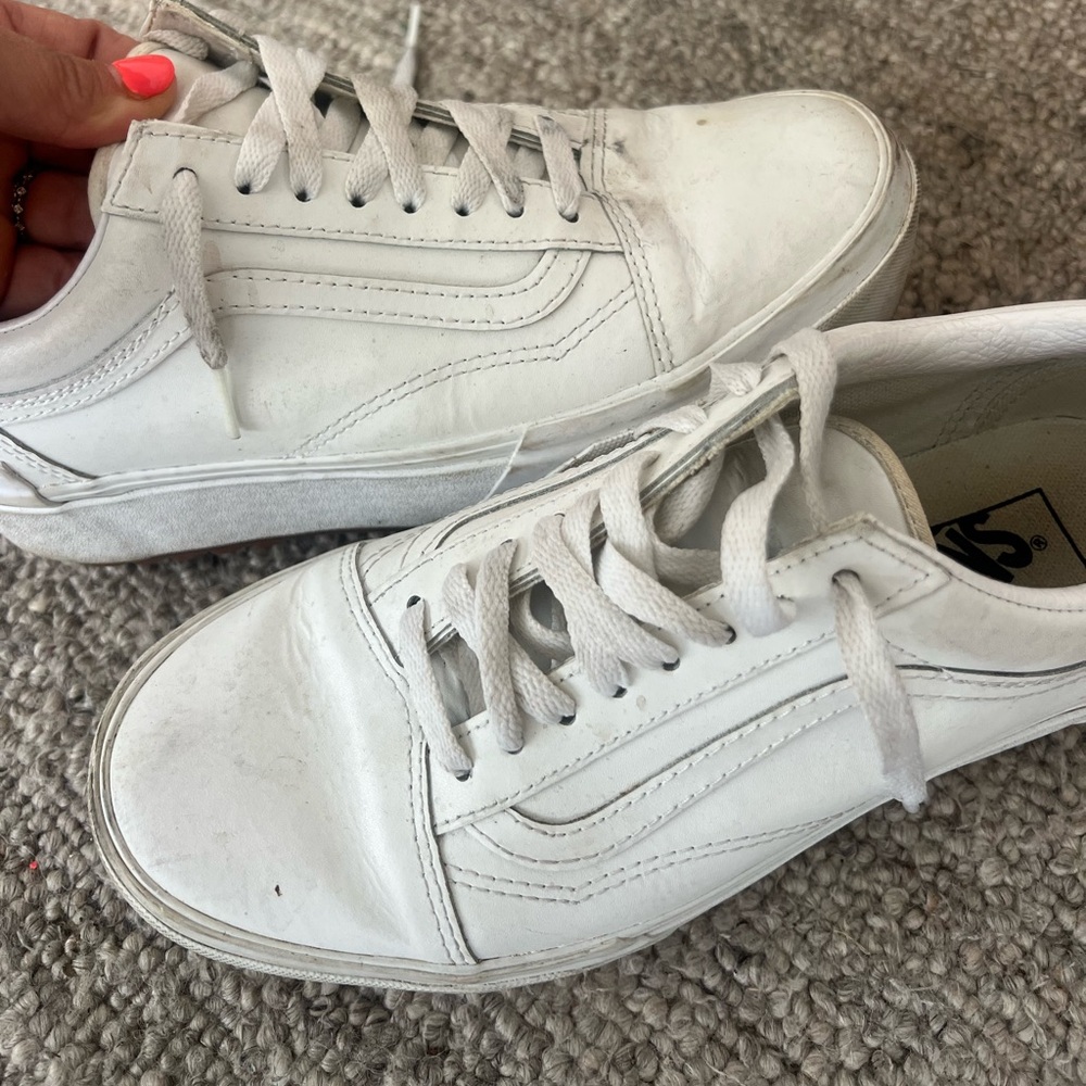 White platform leather VANS